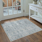 Blue Area Rug 2x3 Entryway Washable Soft Carpet Vintage Non Slip Indoor Kitchen Entrance Door Mat Traditional Retro Distressed Small Thicker Throw Rug Bathroom Laundry Bedroom