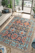 Keen Home Design 8x10 Rug - Machine Washable Area Rug with Non-Slip Backing, Ideal for Living Room, Dining Room, Bedroom - Vintage, Easy Clean, Durable, Low Pile Rug - (8' x 10')