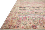 Loloi Layla Collection LAY-17 Pink/Lagoon 9'-0" x 12'-0" .13" Thick Area Rug, Soft, Durable, Vintage Inspired, Distressed, Low Pile, Non-Shedding, Easy Clean, Printed, Living Room Rug