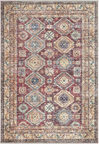 Bloom Rugs Caria Washable Non-Slip 4x6 Rug - Dark Red/Multicolor Traditional Area Rug for Living Room, Bedroom, Dining Room, and Kitchen - Exact Size: 4' x 6'
