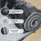 Andency Soft Area Rugs for Living Room Bedroom, 3x5 Non-Slip Fluffy Shag Carpet, Indoor Floor Fuzzy Shaggy Living Room Plush Rug for Kids Dorm Nursery Home Decor Aesthetic, Tie-Dyed Dark Grey