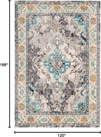 SAFAVIEH Monaco Collection Area Rug - 10' x 14', Grey & Light Blue, Boho Chic Medallion Distressed Design, Non-Shedding & Easy Care, Ideal for High Traffic Areas in Living Room, Bedroom (MNC243G)