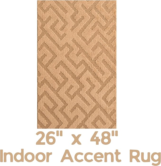 4ft Custom Fit Accent Runner Rug for Small Foyer - Gold Tan | Non-Slip | Washable & Edge Bound