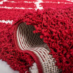SAFAVIEH Area Rug 8x10 - Dallas Shag Collection - Large - Red & Ivory, Trellis Pattern, Non-Shedding & Easy Cleaning, Plush Thick Pile, Ideal for Living Room, Bedroom, Dining Space (SGD257Q)