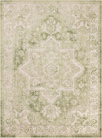 Nourison Home Astra Machine Washable Ivory Green 4' x 6' Area Rug - Easy Clean, Non Shedding, Bed Room, Living Room, Dining Room, Kitchen (4' x 6')