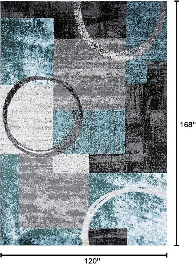 Rugshop Contemporary Circle Design Area Rug, Non-Shedding Carpet for Large Living Room, Dining Room, or Open Space, Gray, 10' x 14'