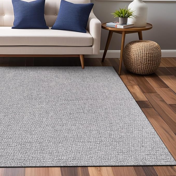Easy Jute Rugs 9x12 Gray Color Living Room Indoor Outdoor Area Rug for Farmhouse Patio and Kitchen Rug High Traffic Washable Easy to Clean Solid Boho Woven Design Outside Carpet (9 x 12)
