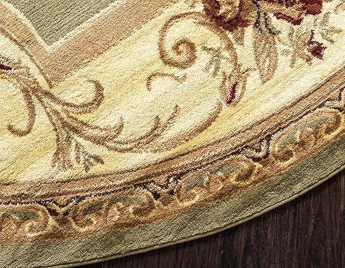 Unique Loom Versailles Collection Area Rug - Henry (5' 3" Round Green/Cream)