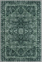 KOZYFLY Small Area Rug 2x3 Ft Rugs for Entryway Washable Boho Entry Rug Non Slip Door Mat Indoor Entrance Faux Wool Vintage Printed Kitchen Rug Throw Rugs for Entrance Kitchen, Dark Green