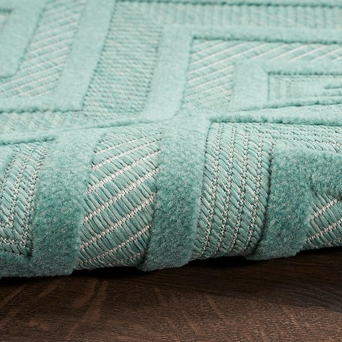 Nourison Home Versatile Aqua Teal 9' x 12' Area Rug - Easy Clean, Non Shedding, Bed Room, Living Room, Dining Room, Kitchen (9' x 12')