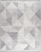 ReaLife Rugs Machine Washable Area Rug - Living Room Bedroom Bathroom Kitchen Entryway Office - Padded Low Pile Stain Resistant Premium - Modern Geometric Contemporary - Miles - Gray 4' x 6'