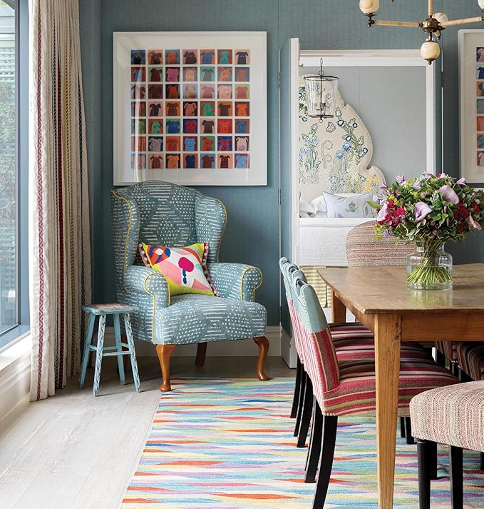 Dash and Albert Hotline Wool Area Rug - 2' x 3' Multicolor Geometric Multi Handwoven Accent Rug - Durable, Low Pile - Premium Luxury Hotel Quality Soft Breathable Hypoallergenic Machine Washable