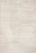 Abani Neutral Beige Area Rug 6' Round for Living Room, Bedroom - Zen Reiki Circles Pattern - Durable & Easy to Clean