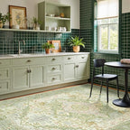 Kokia 6x9 Washable Sage Green Area Rugs with Vintage Orient Design Soft Rug for Living Room or Home Office Non-Slip Low Pile Stain Resistance Features Distressed Medallion Pattern