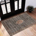 2x3 Area Rug Washable Door Mat Vintage Doormat Indoor Entrance Traditional Thin Floral Print Non Slip Rugs for Kitchen Bathroom Bedroom Living Room