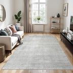 Valenrug Washable Rugs 5x8 - Stain Resistant 5x8 Area Rugs for Living Room, Non Slip Backing Printed Rugs for Bedroom, Folable Machine Washable Area Rug (5'x8', Grey)