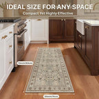 Bavni2'6''x6 Rug Runners for Hallways, Washable Runner Rug Non Slip,Vintage Floral Print Style Rugs for Bedroom-Lightweight Low Pile Carpet for Hallways Bathroom, Dark Espresso