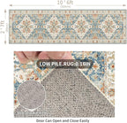 Enkor Runner Rugs for Hallway, 2.6x10.5 Washable Soft Non Slip Floor Rugs for Kitchen, Modern Mat for Living Room Bedroom Entryway Orange & Blue