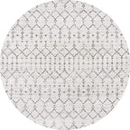 JONATHAN Y Boho Vintage Diamond Cream/Gray Round Area Rug 8 ft, Moroccan Hype for Living Room, Bedroom, Kitchen, Office, Easy-Cleaning, High Traffic, Pet-Friendly, Non-Shedding (MOH101B-8R)