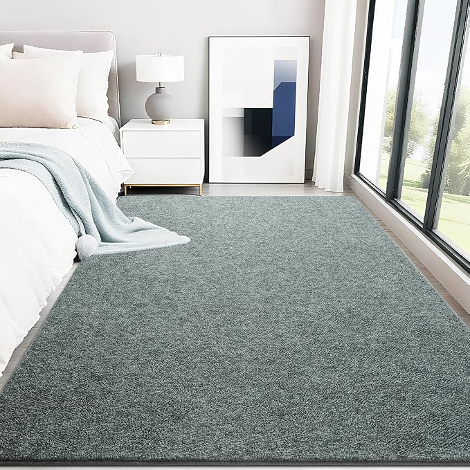 HQAYW 6x9 Large Area Rugs for Living Room Bedroom, Modern Thickened Memory Foam Soft Rug, Low Pile Minimalist Washable Non Slip Carpets for Kids Girls Boys Nursery Dorm Home Decor, Grey Green