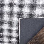 Hand-Tufted 100% Wool Pile Area Rug – Geometric Textured Grid Check Pattern – Thick and Durable Floor Carpet for Bedroom, Living Room, Kids Room, and Dining Area (Charcoal Gray, 10' Round)
