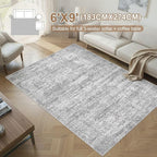 Area Rug Living Room Rugs - 6x9 Abstract Large Soft Indoor Washable Rug Neutral Modern Low Pile Carpet for Bedroom Dining Room Farmhouse Home Office - Vintage Grey