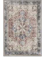 RUGGABLE Washable Vintage Area Rug – Kamran Royal Blue 6x9, Stain-Resistant, Non-Slip – Medium Machine Washable Rugs for Living Room, Bedroom, Hallway, Entryway & Office–with Standard Pad