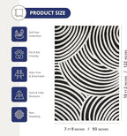 Abani Nomad Cream & Black Area Rug 8' x 10' for Living Room, Bedroom - Black Linear Curves Design - Durable & Easy to Clean