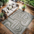 CAMILSON Indoor Outdoor Rug, Beige 6x9 Geometric Arch Striped Area Rugs for Patio and Home Areas, Easy-Cleaning Non-Shedding Living Room, Garden and Deck Washable Outside Carpet (6 x 9)