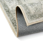 Green Area Rug 4x6 Washable Vintage Carpet Entryway Office Soft Retro Kitchen Low Pile Thin Door Mat Non Slip Oriental Medallion Throw Small Rug for Bathroom Bedroom Dining Living Room