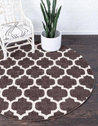 Rugs.com Lattice Collection Rug – 6 Ft Round Chocolate Brown Medium Rug Perfect for Kitchens, Dining Rooms