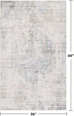 Washable Light Blue Rugs for Entryway Indoor - 3x5 Throw Rug for Large Kitchen, Bedroom Bedside, Bathroom, Mudroom, Mordern Abstract Medallion Aqua Décor, Non Slip Low Pile Fade Resistant