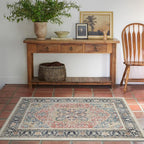 RUGGABLE Washable Vintage Area Rug – Kamran Cayenne Red 3x5, Stain-Resistant, Non-Slip – Small Machine Washable Rugs for Living Room, Bedroom, Hallway, Entryway & Office–with Standard Pad