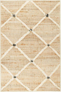Dash and Albert Kali Machine Washable Area Rug - 2' x 3' Natural - Diamond Accent Rug - Anti-Slip Backing, Lightweight, Machine Washable, High Traffic Areas Kitchen, Mudroom, Laundry Room