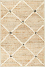 Dash and Albert Kali Machine Washable Area Rug - 5' x 8' Natural - Diamond Accent Rug - Anti-Slip Backing, Lightweight, Machine Washable, High Traffic Areas Kitchen, Mudroom, Laundry Room
