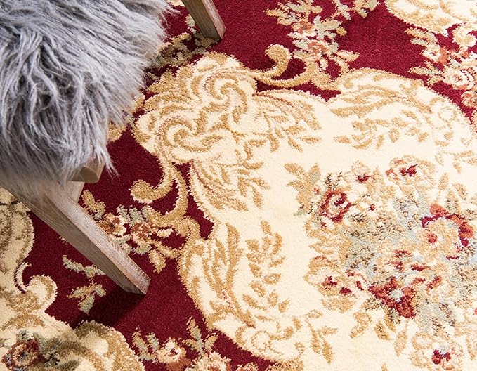Rugs.com Chateau Collection Rug – 6' x 9' Red Medium Rug Perfect for Bedrooms, Dining Rooms, Living Rooms