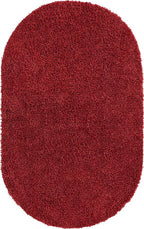 Unique Loom Davos Shag Collection Area Rug - Solid (5' 3" x 8' Oval, Poppy)