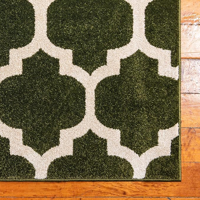 Rugs.com Lattice Collection Rug – 5' x 8' Dark Green Medium Rug Perfect for Bedrooms, Dining Rooms, Living Rooms