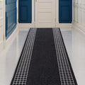 Custom Made Runner Rug for Kitchen Foyer Hallway Entry Choose Your Length 26 Inch Wide Geometric Checkered Design Black Color (4 feet x 26 inch)