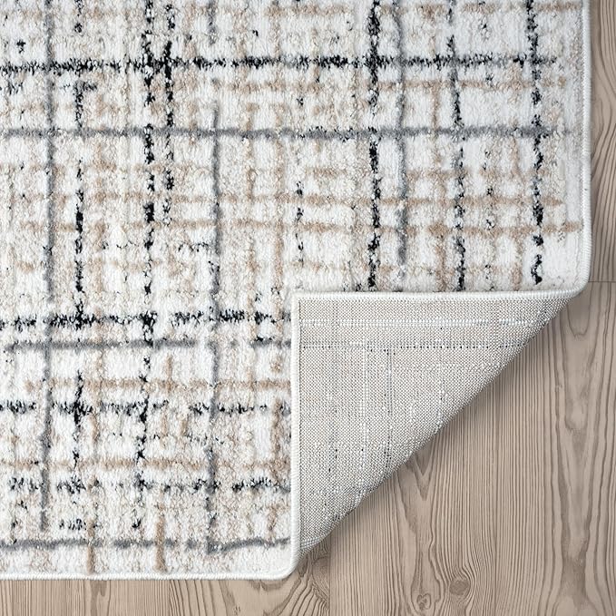 Abani Grey Area Rug for Living Room, Bedroom - Crosshatch Pattern- 6' x 9' -Durable & Easy to Clean