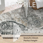 GENIMO Washable 5x7 Area Rugs for Living Room, Non Slip Modern Abstract Rug, Machine Washable Stain Resistant Low Pile Soft Carpet for Bedroom, Dining, Office, Black Grey