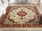Well Woven Barclay Collection Medallion Kashan Ivory 6x9 Area Rug - for Living Room, Bedroom, and Dining Room
