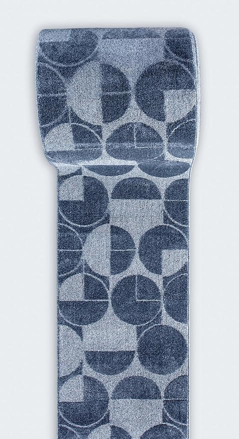 Well Woven Custom Size Hallway & Stair Runner- Harlow Harmony Blue 27 Inches Wide x 65 Feet Long Runner (27" x 65') Runner Rug - Modern Geometric Pattern, Ultra-Soft, Easy-Clean