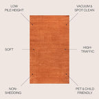 JONATHAN Y Haze Solid Low-Pile Orange 9x9 Square Indoor Area Rug, Coastal,Bohemian,Minimalist,Classic, Easy-Cleaning for Living Room,Bedroom,Kitchen,Pet Friendly,Non-Shedding (SEU100M-9SQ)