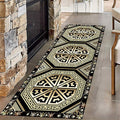 Black Gold Art Runner Rugs, 2x7ft, Vintage Greek Key Entrance Rug, Baroque Aesthetic Non-Slip Low Pile Soft Carpets, Cozy Absorbent Durable Non-Shedding Mat for Hallway Bedroom