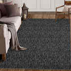 RUGSREAL Area Rug 5x7 Machine Washable Area Rug for Living Room Non-Slip Stain Resistant Modern Abstract Bedroom Rug Contemporary Solid Throw Rug Foldable Accent Floor Carpet for Dining Room, Black