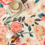 Washable Floral Area Rug 2x3 Beige Small Entryway Carpet Scalloped Flower Non Slip Soft Entrance Door Mat Farmhouse Low Pile Indoor Thin Floor Cover for Bathroom Kitchen Bedroom Laundry Room