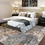 Area Rug Living Room Rugs - 7x9 Washable Large Soft Indoor Neutral Modern Abstract Low Pile Rug Carpet for Bedroom Dining Room Farmhouse Home Office - Grey Brown