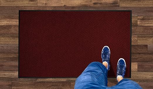 WaterHog Diamond | Commercial-Grade Entrance Mat with Rubber Border – Indoor/Outdoor, Quick Drying, Stain Resistant Door Mat (Red/Black, 4' x 12')