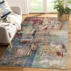 Lahome Modern Abstract Area Rug - 3x5 Washable Bedroom Rug Soft Throw Entry Mat Non-Slip, Contemporary Faux Wool Stain Resistant Floor Carpet for Living Room Kitchen Chair Door,Red/Multi